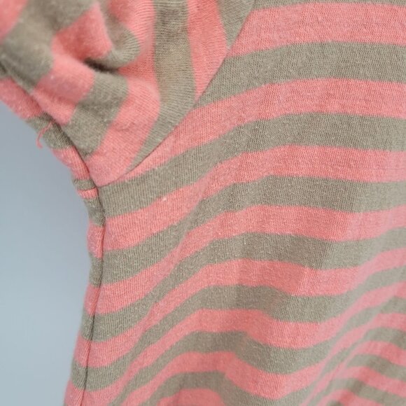 Fresh produce Womens XS Small peach pink gray striped top asymmetrical hem - Picture 3 of 9